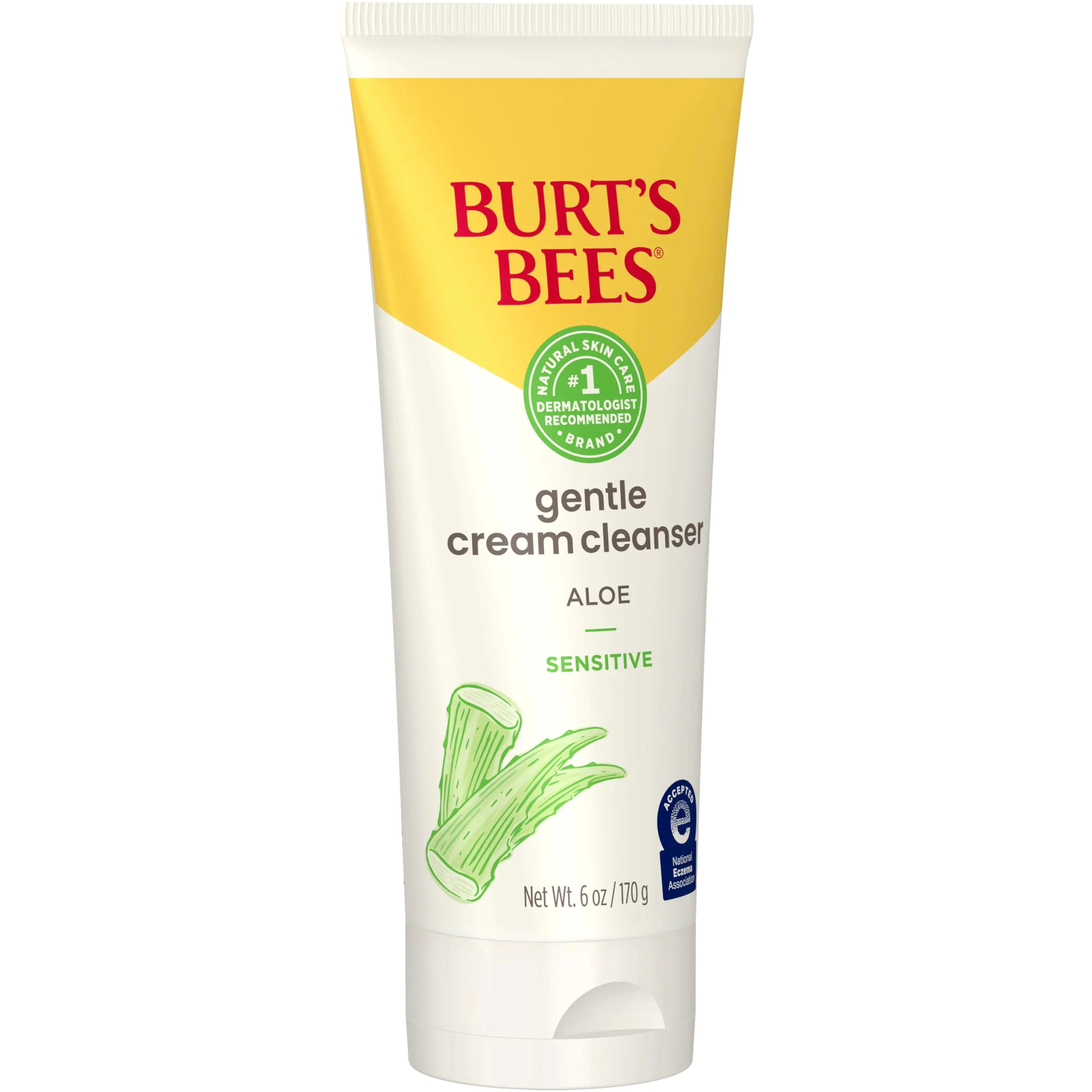 Crème nettoyante douce Burt's Bees à l'aloès pour peaux sensibles, 98,9 % d'origine naturelle, 6 onces Aloe Vera 6 onces (paquet de 1)