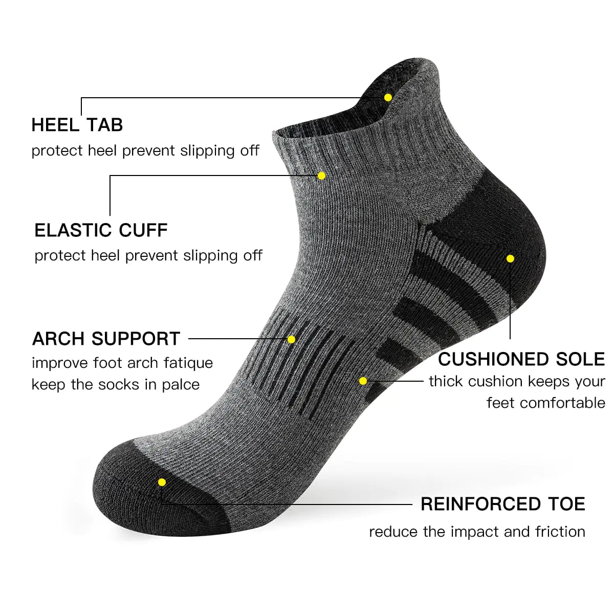 JOYNÉE 10 Pairs Mens Athletic Running Ankle Socks Men - Vivareflex Online