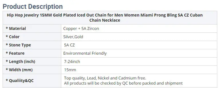 Gold Plated Iced Out Chain for Men and Women Cuban Chain Necklace Vivareflex Online