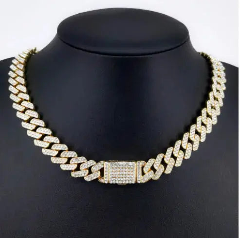 Gold Plated Iced Out Chain for Men and Women Cuban Chain Necklace Vivareflex Online