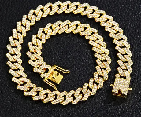Gold Plated Iced Out Chain for Men and Women Cuban Chain Necklace Vivareflex Online