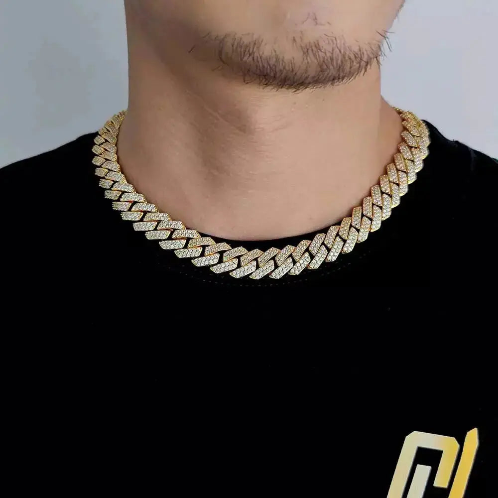 Gold Plated Iced Out Chain for Men and Women Cuban Chain Necklace Vivareflex Online