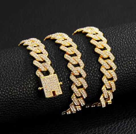 Gold Plated Iced Out Chain for Men and Women Cuban Chain Necklace Vivareflex Online