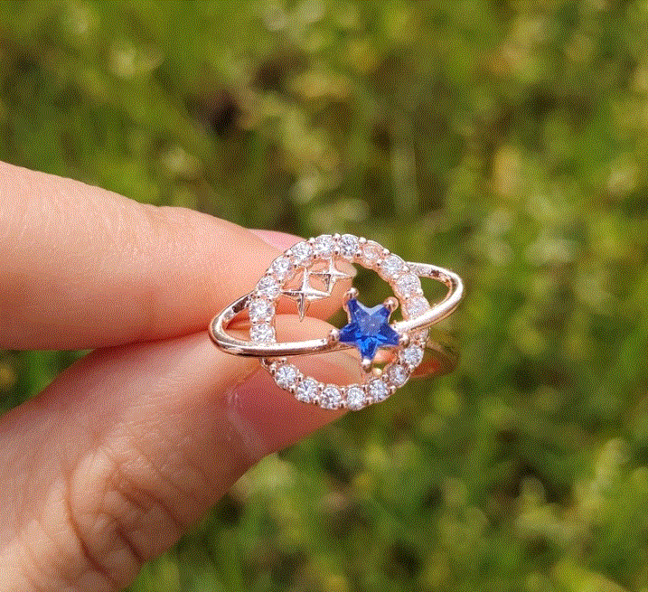 Gold Plated Planet Star Ring with Band_Vivareflex_Online