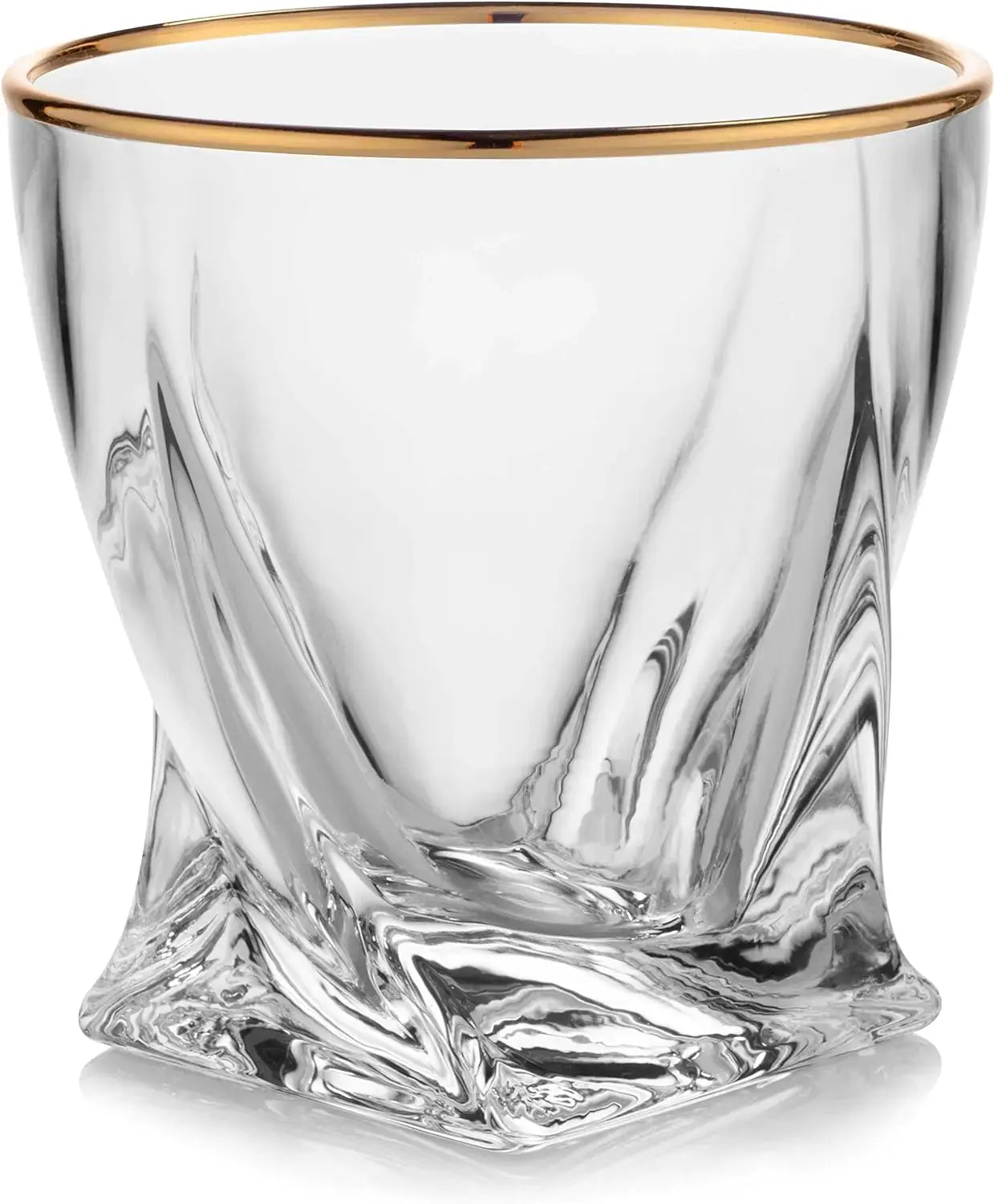 Gold-Rimmed Twisted Whiskey Glasses Set Of 4 - Vivareflex Online
