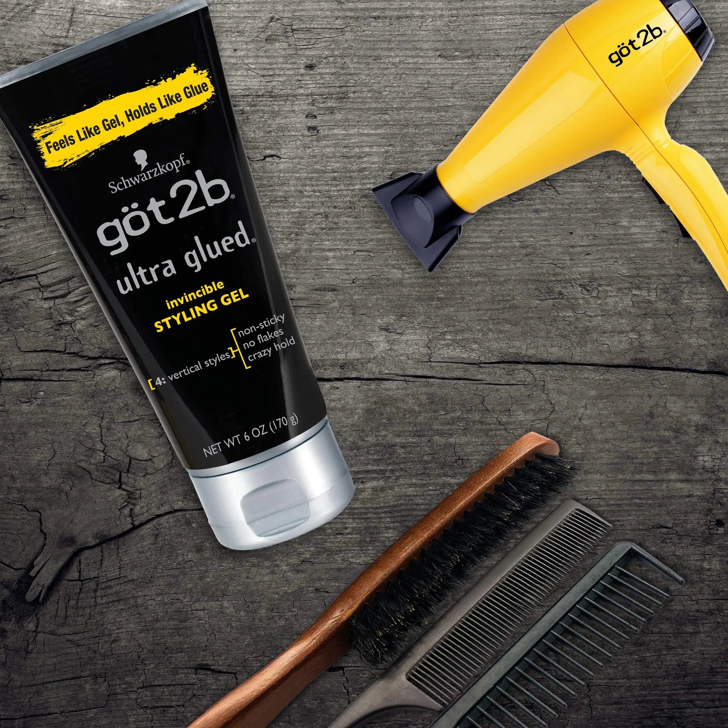 Got2B Ultra Glued Invincible Styling Gel 2 - 6 oz tubes + 1 Travel 1.25 oz tube Styling Gel + Travel 1 Fl Oz (Pack of 1) - Vivareflex Online