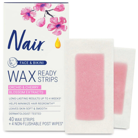 Nair Hair Remover Wax Ready Strips - Face and Bikini Hair Removal Wax Strips