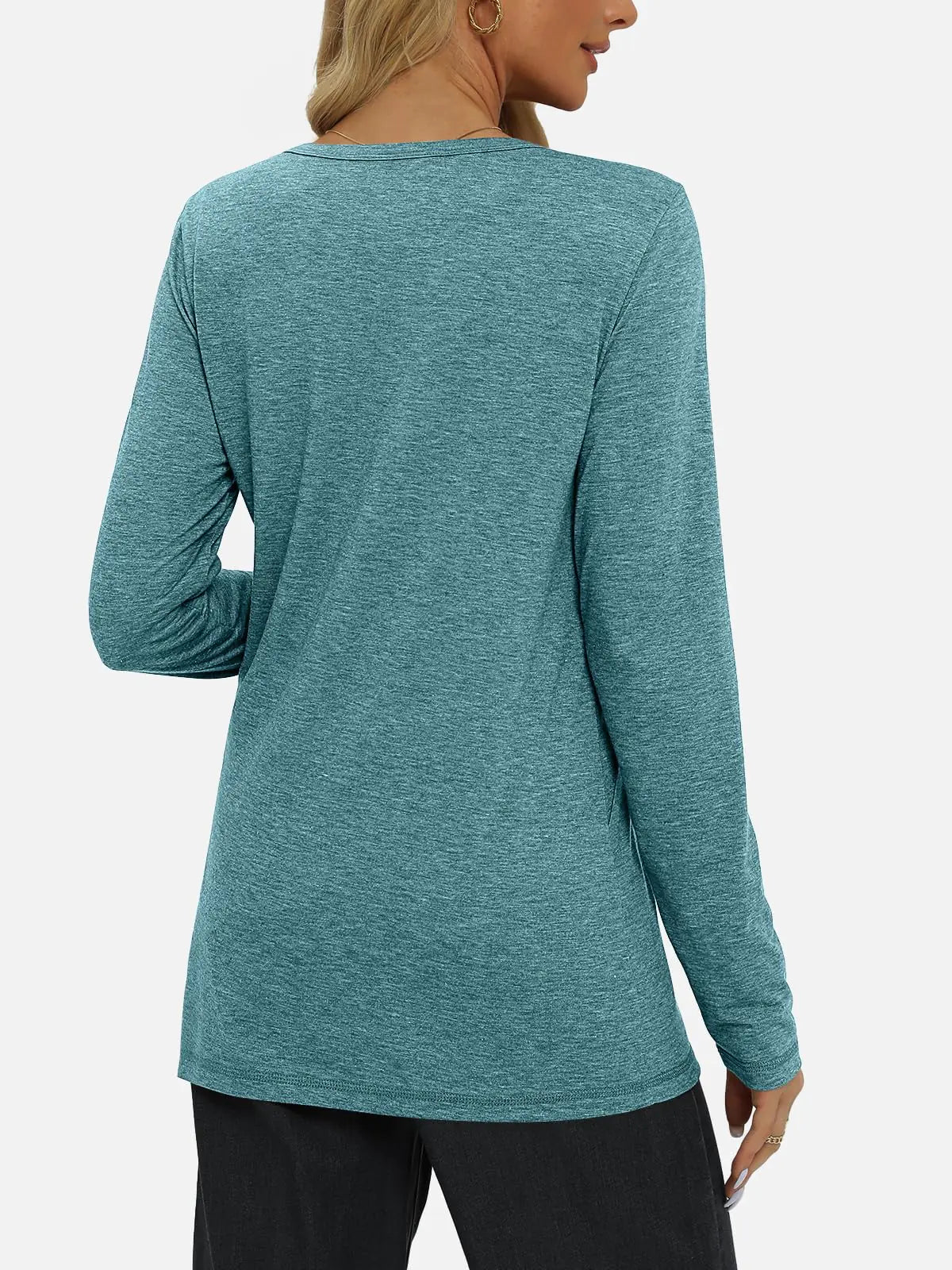 AUTOMET Womens Long Sleeve Shirts Pleated Crew Neck Casual Fall Fashion Tops - Vivareflex Online