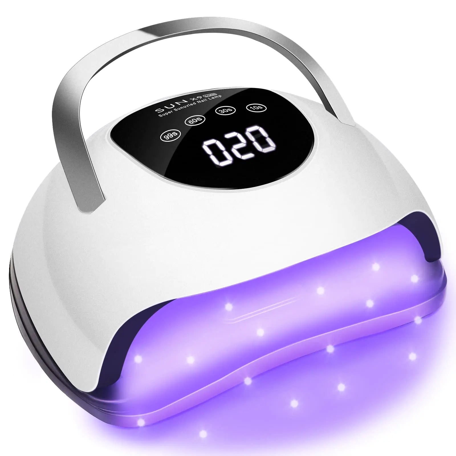 Wisdompark Lampe à ongles LED 220 W pour ongles en gel Séchoir à séchage rapide avec 57 perles de lampe 4 minuteries Lumière UV professionnelle pour salon de manucure à domicile Outils de nail art Blanc