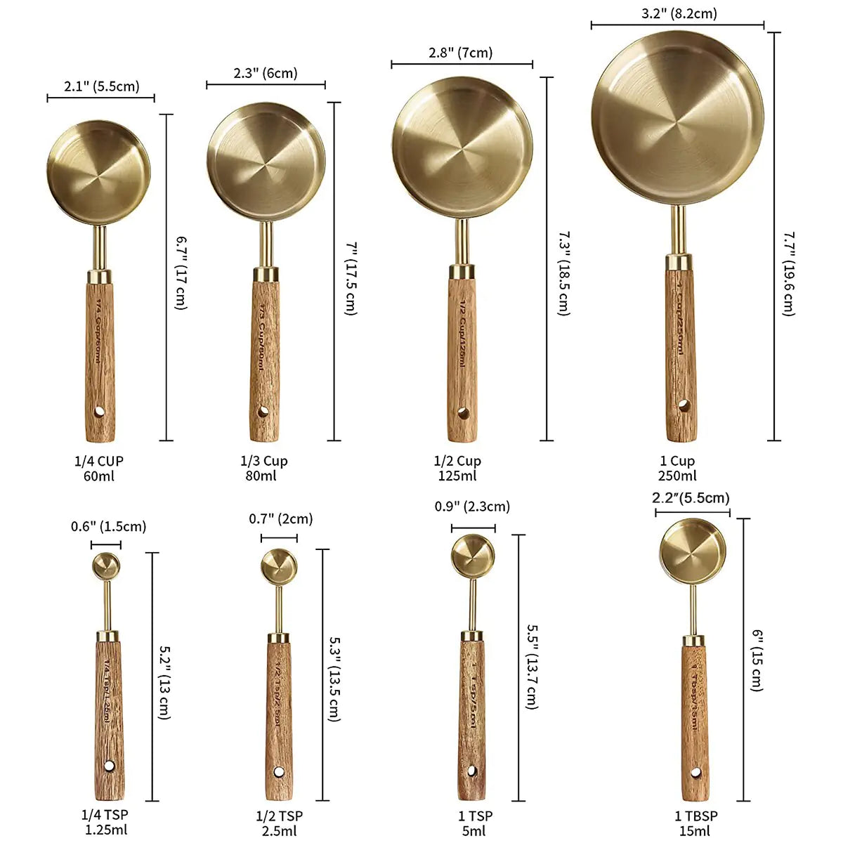 Ensemble de 8 tasses et cuillères à mesurer