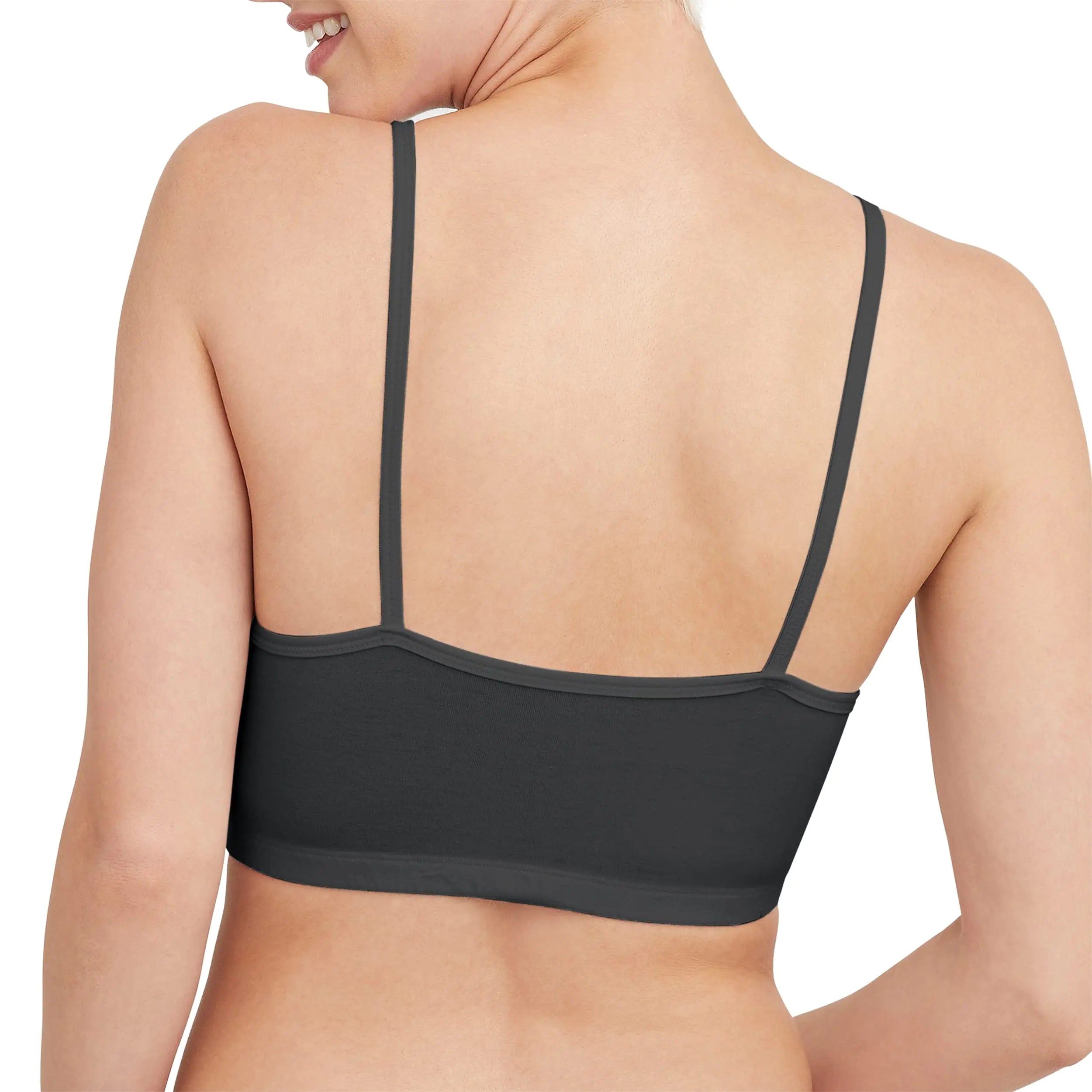 Bralette de algodón con tiras para mujer Hanes (paquete de 3) talla extragrande, negro/negro/negro 