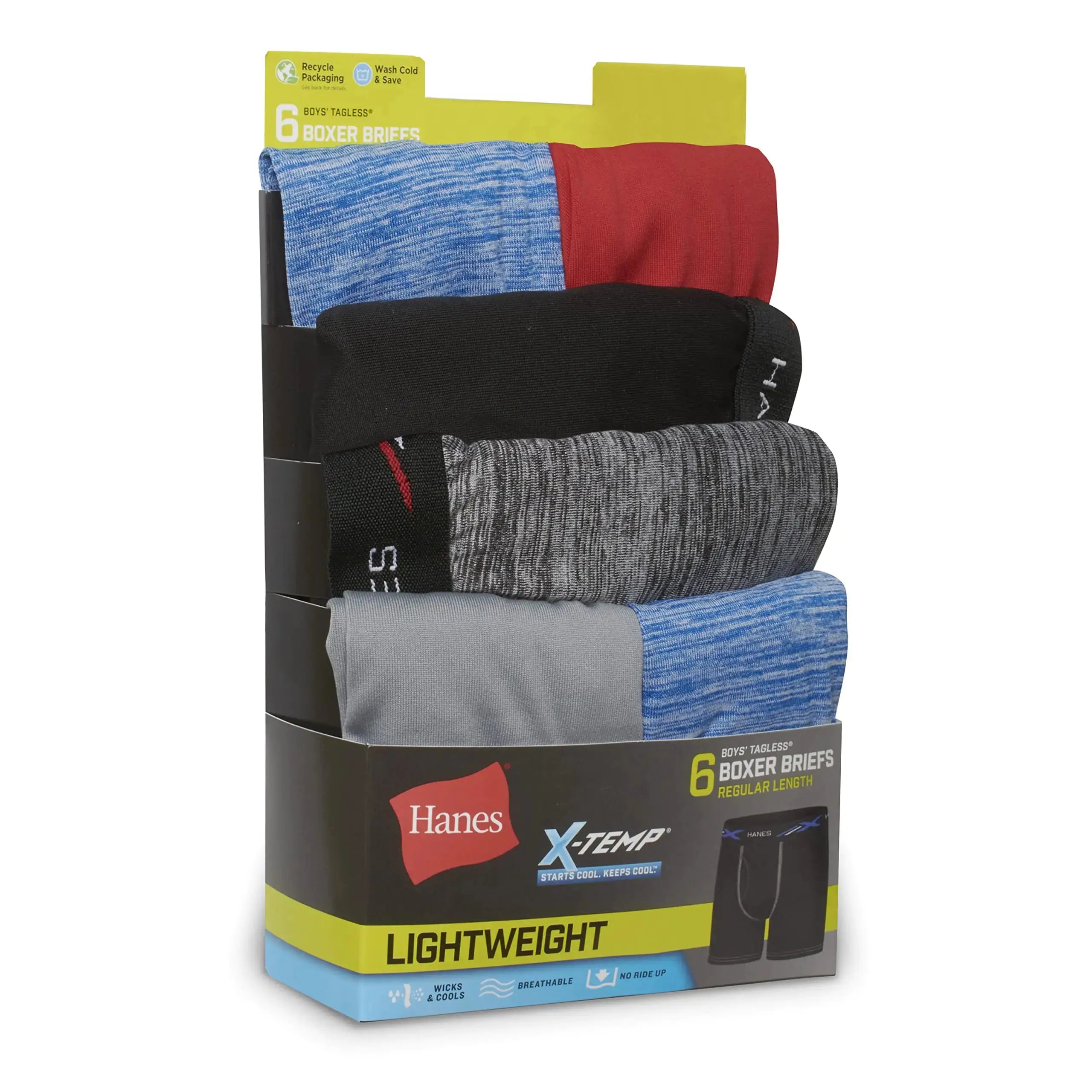 Hanes Boys' X-Temp Boxer Briefs, Moisture Wicking Breathable Underwear, Tagless, Assorted 6 Pack - Vivareflex Online
