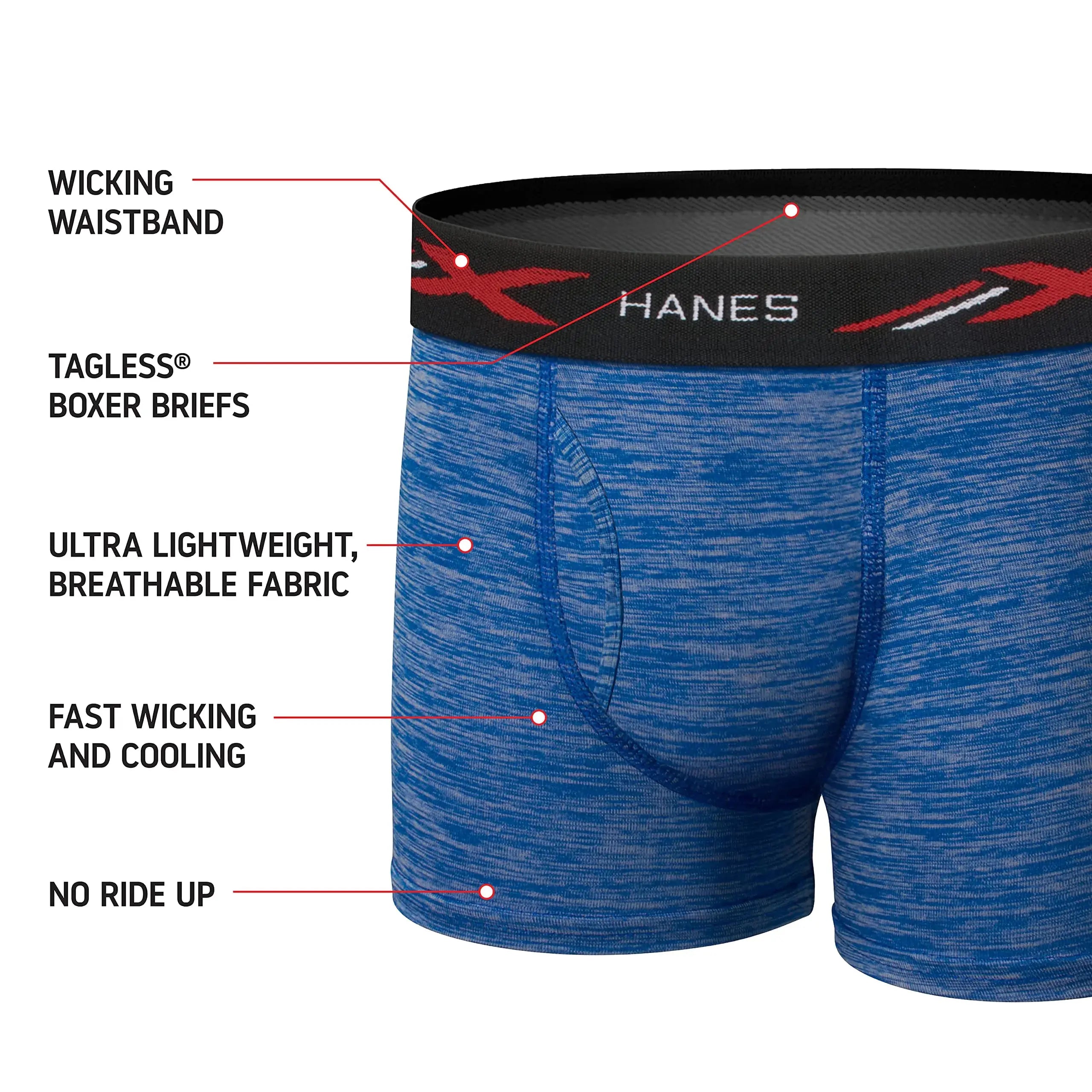 Hanes Boys' X-Temp Boxer Briefs, Moisture Wicking Breathable Underwear, Tagless, Assorted 6 Pack - Vivareflex Online