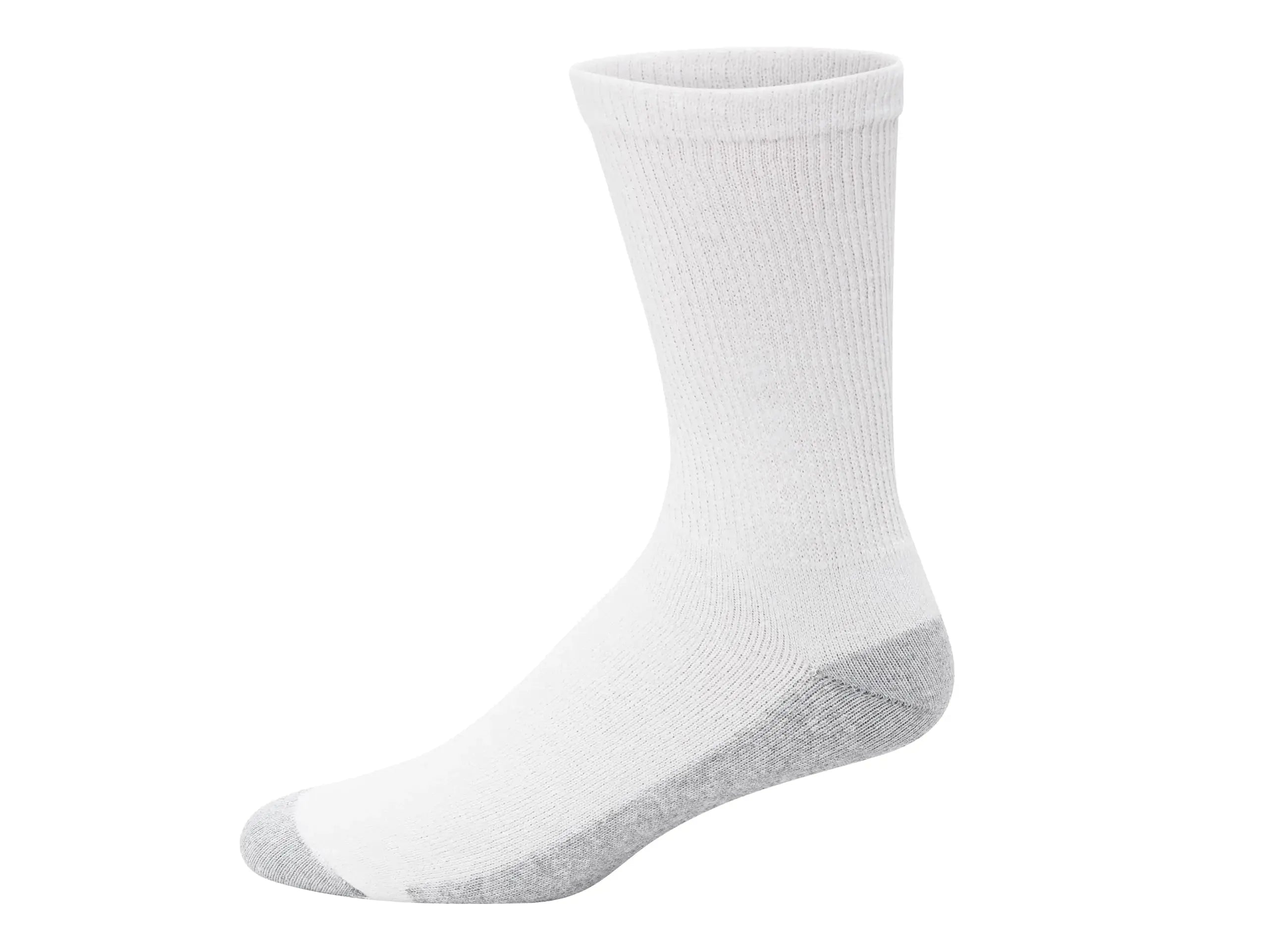 Hanes Men's Double Tough Crew Socks, 12-Pair Pack 12-14 White/ Grey Foot Bottom - 12 Pack - Vivareflex Online
