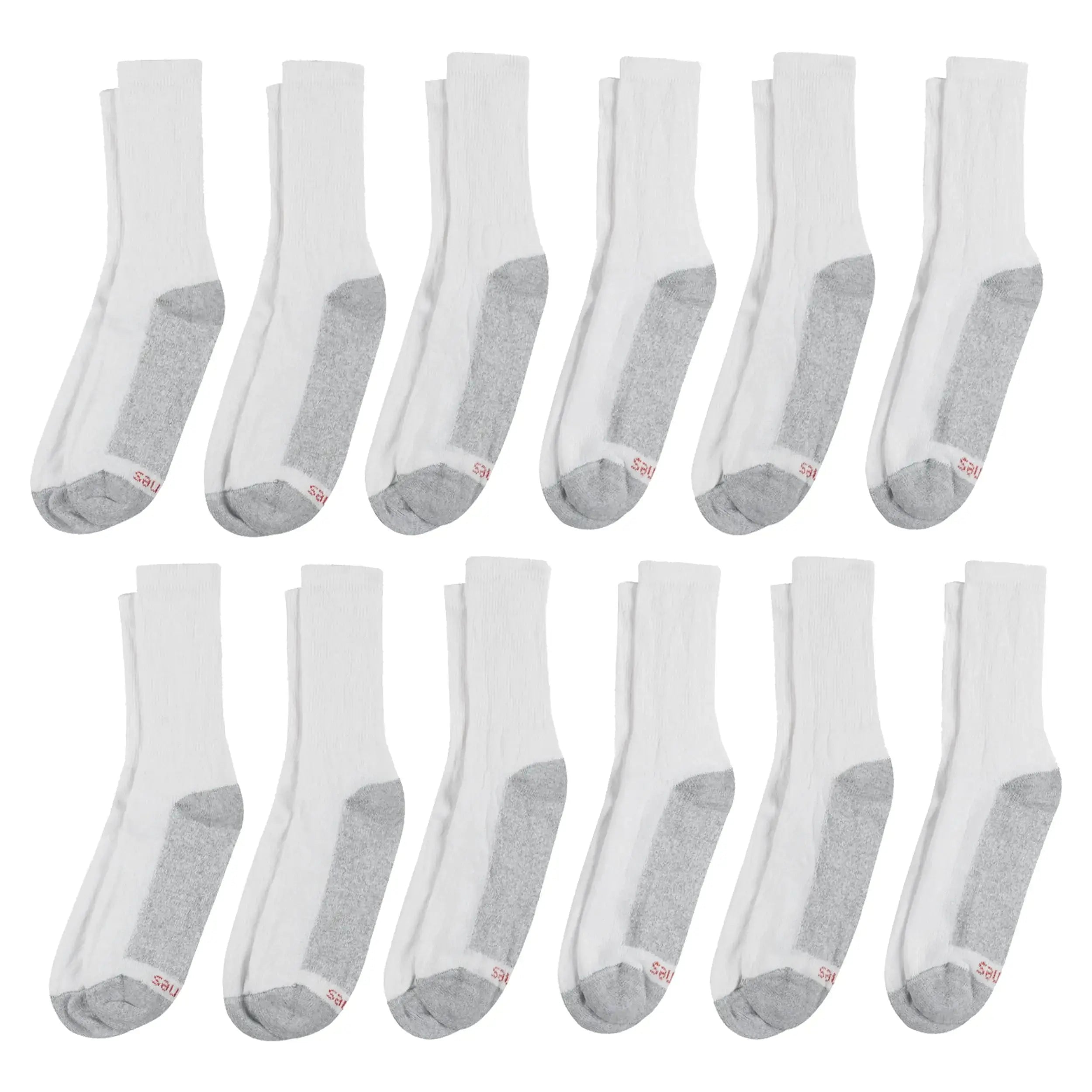 Hanes Men's Double Tough Crew Socks, 12-Pair Pack 12-14 White/ Grey Foot Bottom - 12 Pack - Vivareflex Online