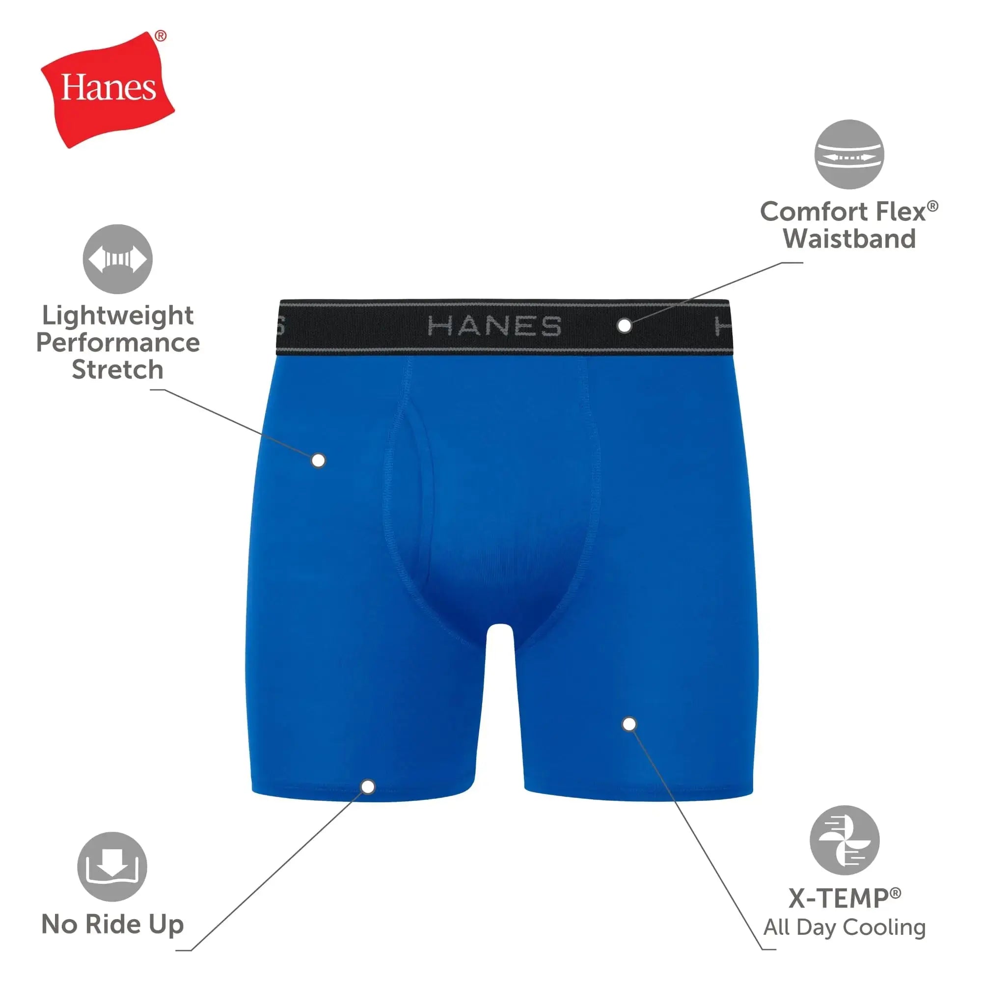 Hanes Men's Value Performance Stretch Boxer Brief Underwear, 6-Pack Small Black/Blue/Grey - Vivareflex Online
