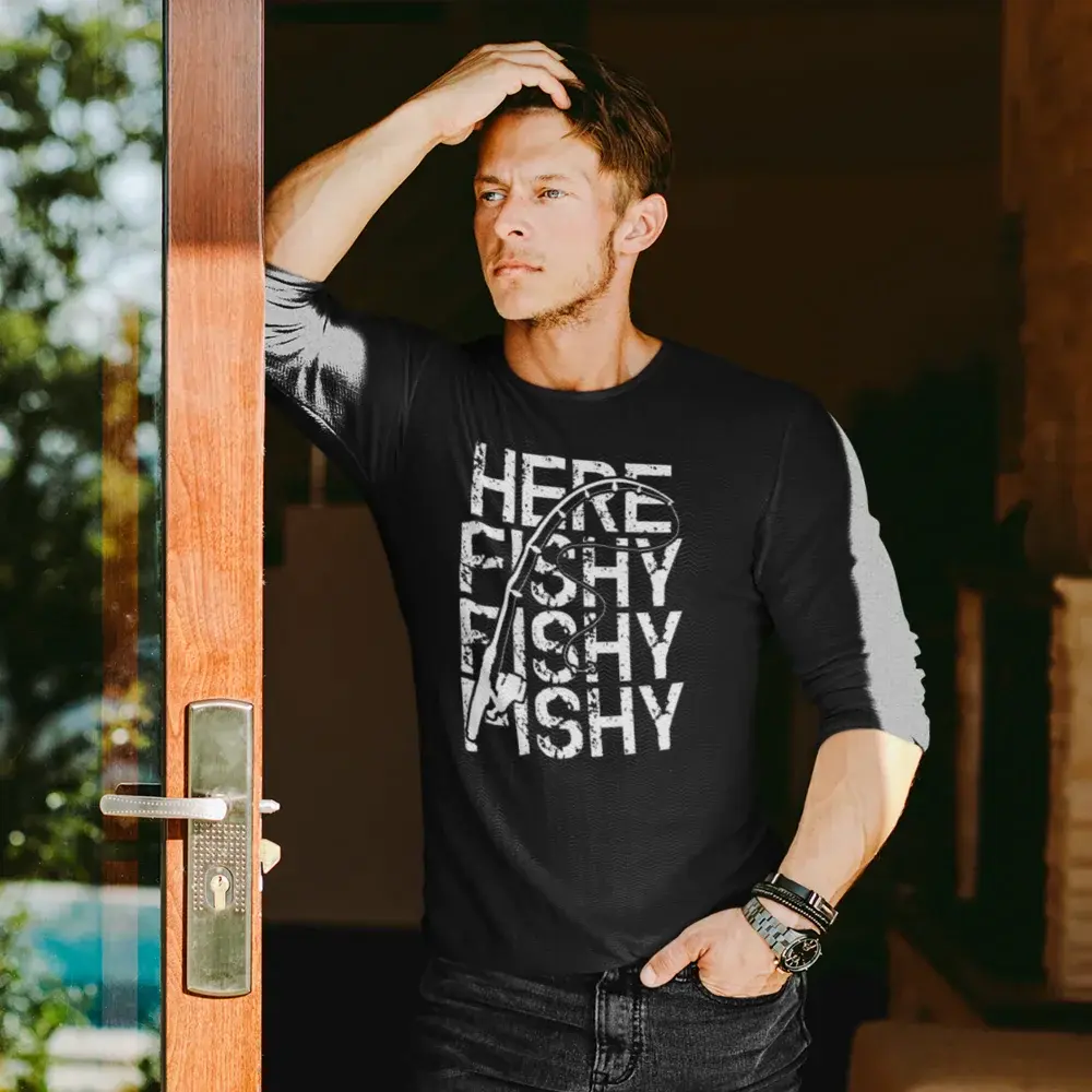 Here Fishy Fishy Men Long Sleeve Shirt Vivareflex Online