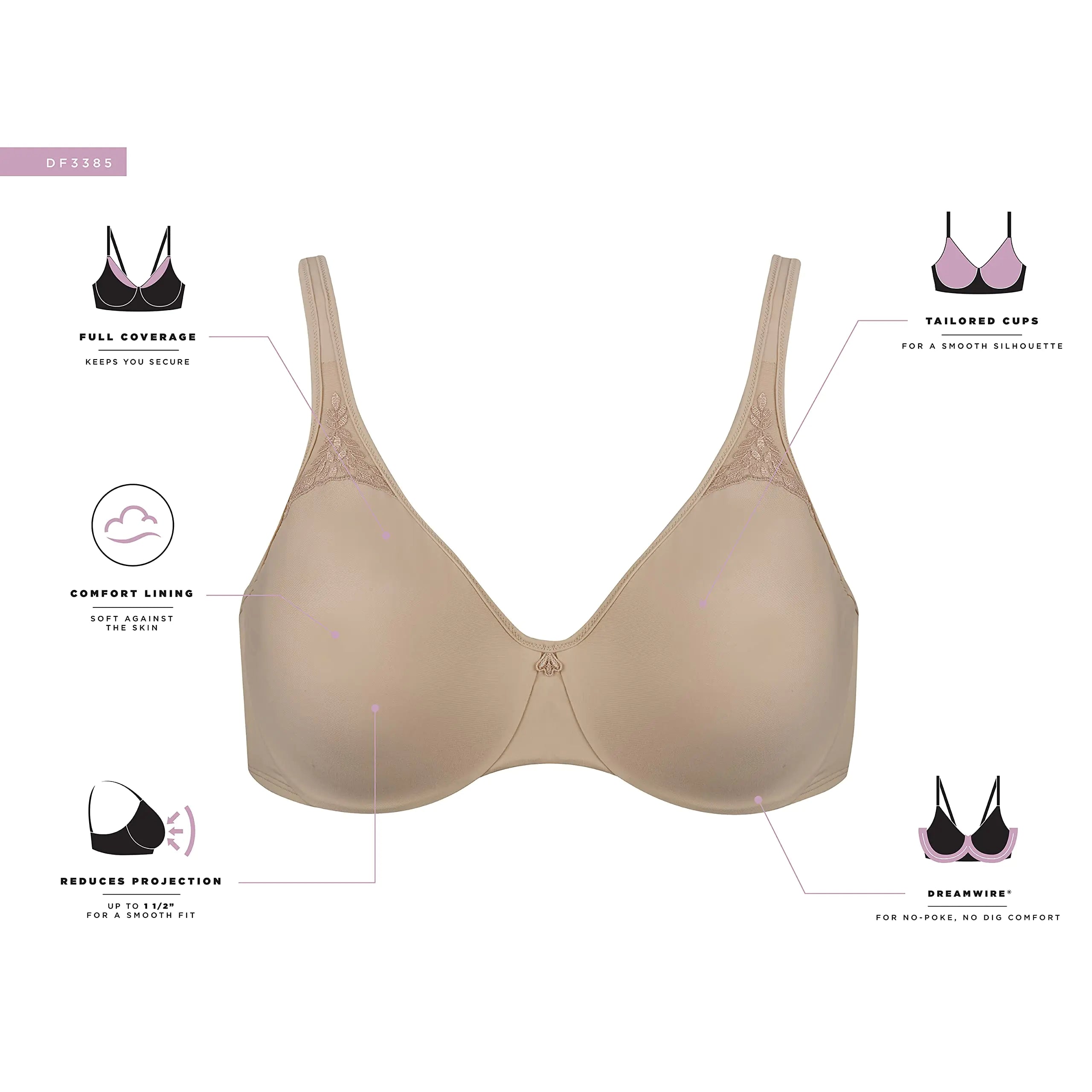 Bali Women's Minimizer Bra, Passion for Comfort Full-Coverage Underwire Bra, Seamless Cups 40G Soft Taupe