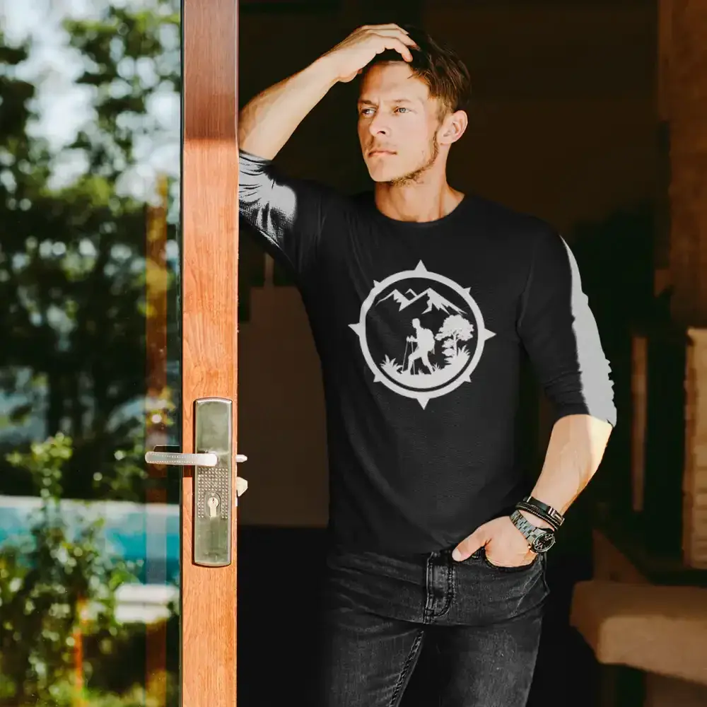Hiking Mountain Compass Men Long Sleeve Shirt Vivareflex Online
