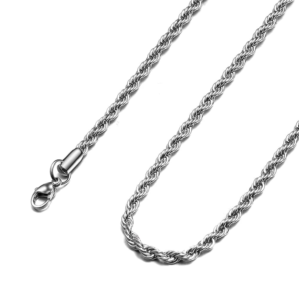 18k Real Gold Plated Rope Chain 1.5mm 2.5mm 5mm Stainless Steel Twist Chain Necklace for Men Women 16 Inches 36 Inches 5mm width 32 Inches