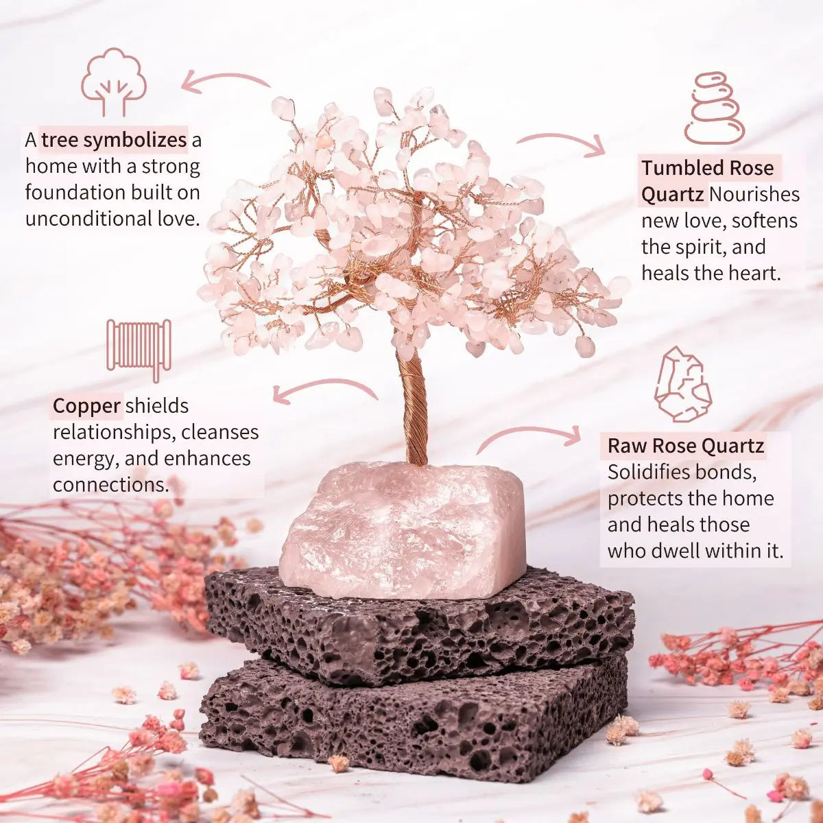 Home Sweet Home - Feng Shui Rose Quartz Tree Conscious Items