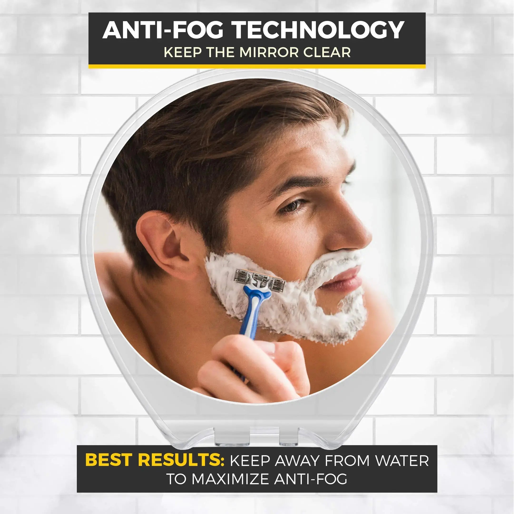 HONEYBULL Shower Mirror Fogless Shaving - with Suction_Vivareflex_Online