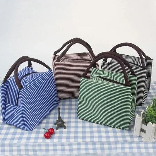 Hot Sale Stripe Women's Kids Lunch Bag Waterproof Insulated Picnic Food Storage Container Thermal Handbag Cooler Bag Ultimate Bag Store