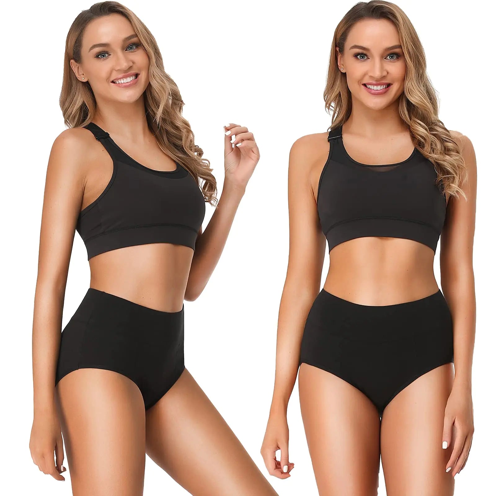 OLIKEME - Bragas de algodón de cintura alta, cobertura total, suaves y elásticas, paquete múltiple, talla XL, color negro, paquete de 5 