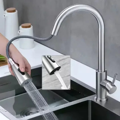 Brushed Nickel Pull-Out Kitchen Faucet - Vivareflex Online