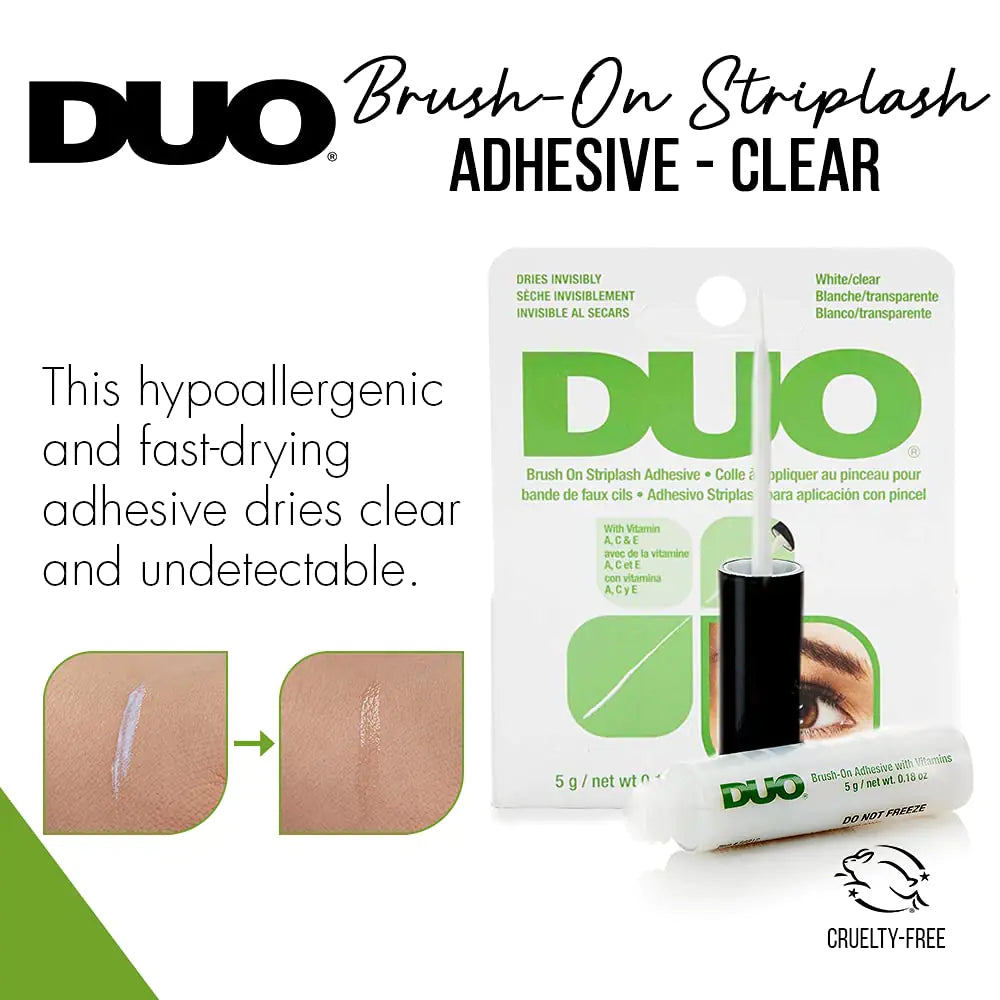 DUO Brush-On Strip Lash Adhesive with Vitamins A, C & E, Clear - Fast Drying, Non-Irritating, Safe for Sensitive Eyes – 2 Packs (0.18 oz each) Vivareflex Online