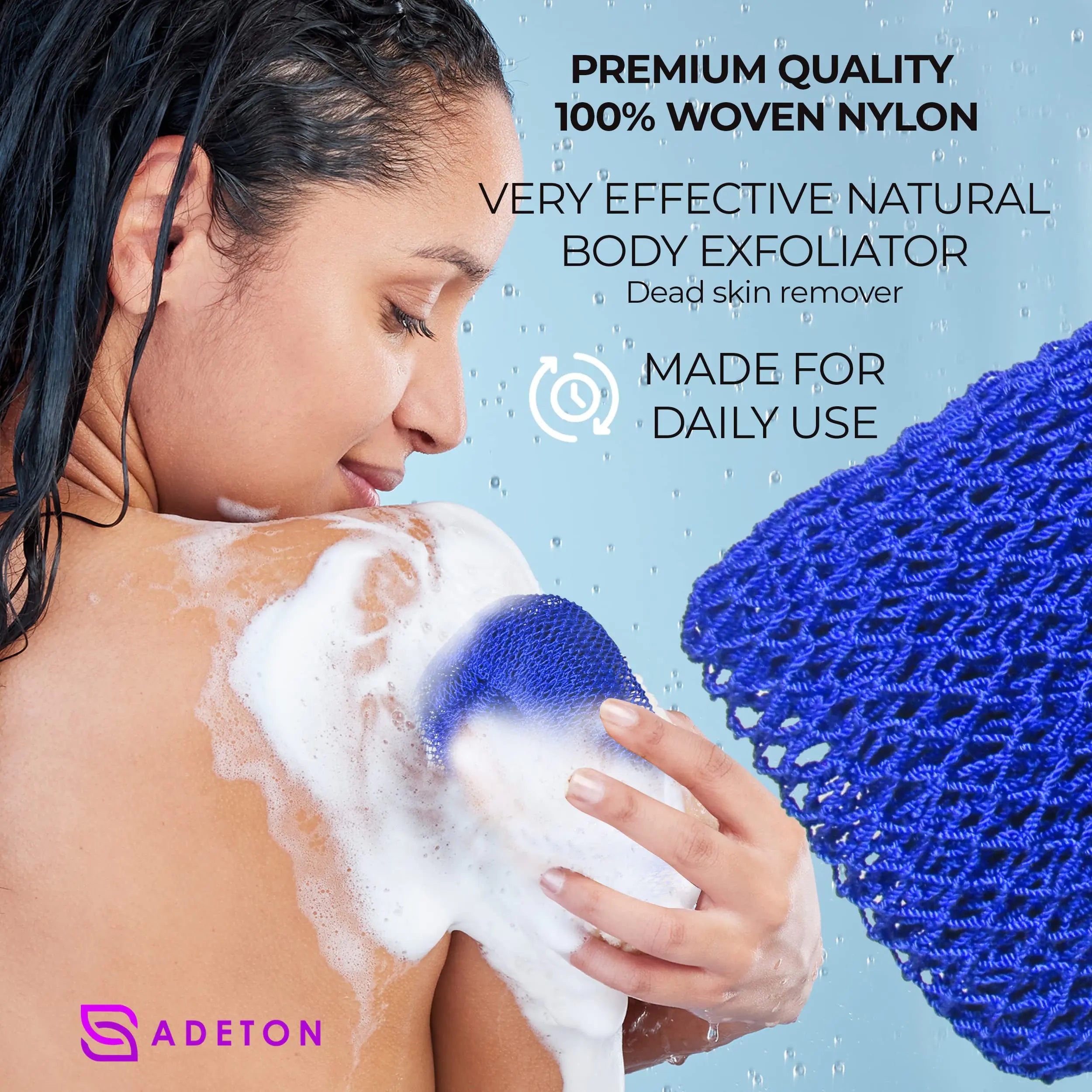 Adeton African Exfoliating Net Sponges, Authentic, Real, Body Scrubber, Long Wash Cloth, Body Exfoliator, 17 Colors, Sapo, Shower Accessories