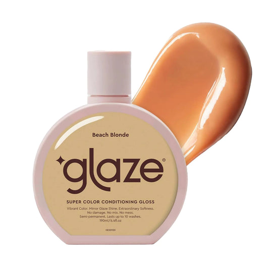 Acondicionador de color Glaze Super Gloss para el cabello: como un humectante con color para cabello rubio cálido; realza el color, repara el aspecto dañado y agrega brillo de espejo; rubio playa, 6.4 oz