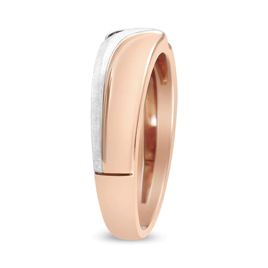 10K White and Rose Gold 1/10 Cttw 3-Stone Tension Slant Band Matte Finish Ring for Men (I-J Color, I2-I3 Clarity) Vivareflex Online