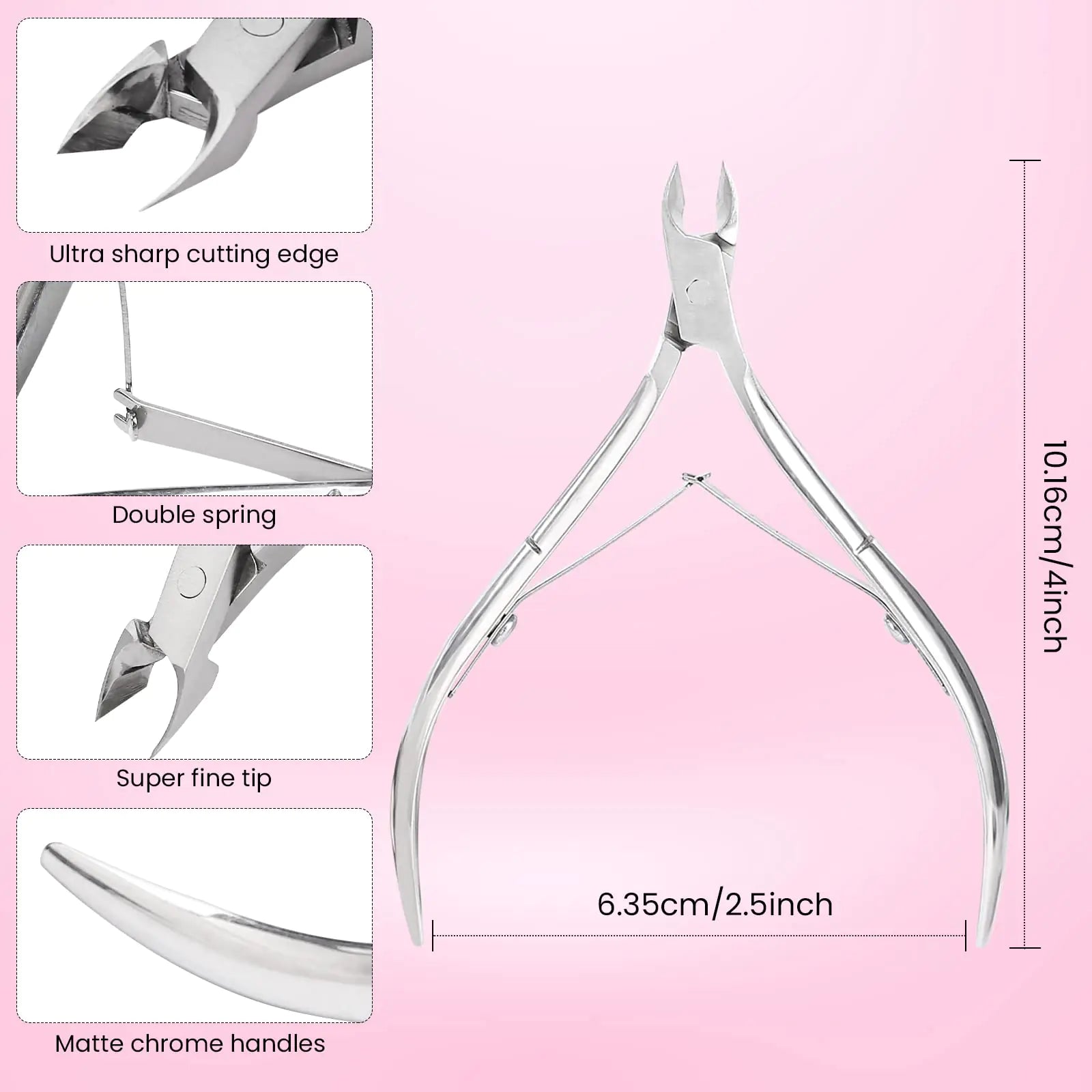 Coupe-cuticules, coupe-cuticules professionnel en acier inoxydable, coupe-cuticules, coupe-cuticules, outils de pédicure et de manucure pour ongles des mains et des pieds (argent) Argent