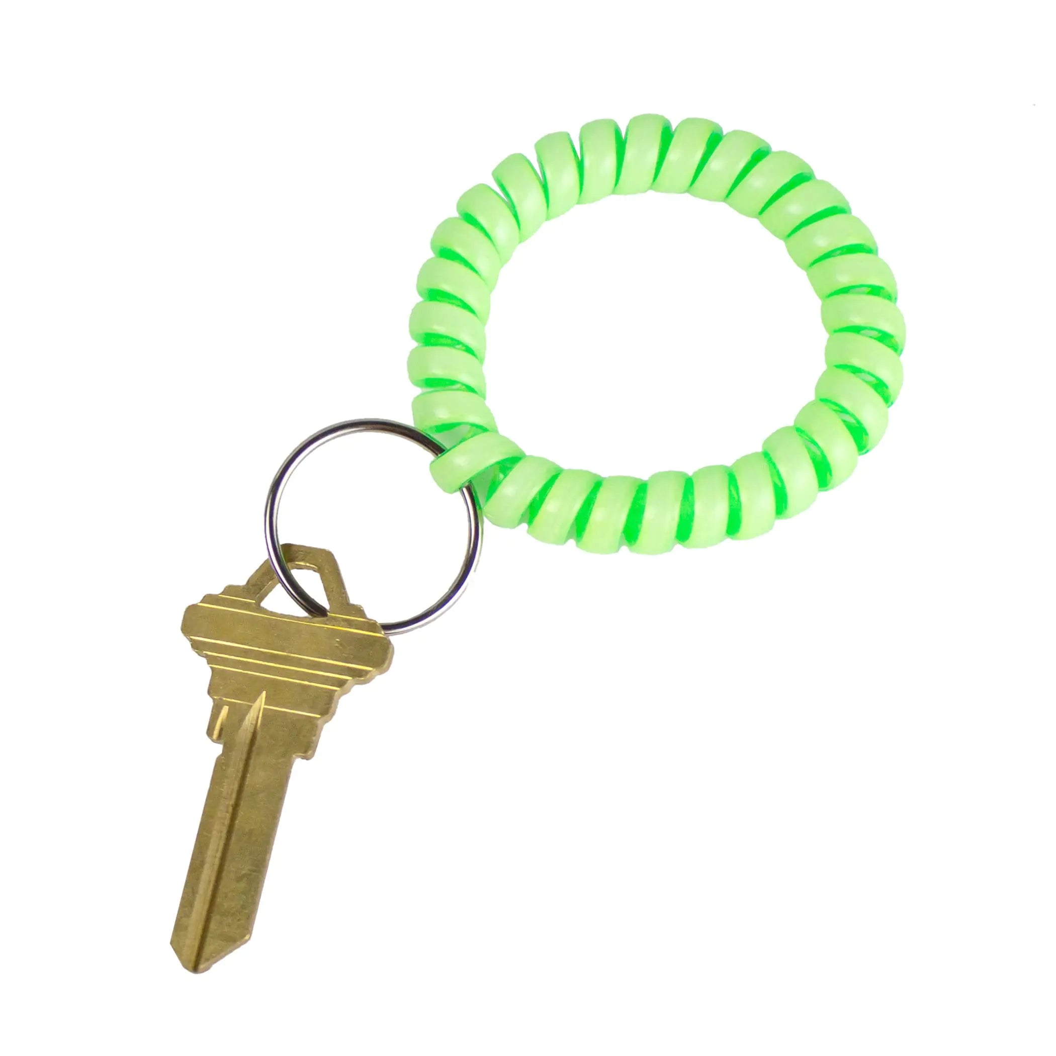 Lucky Line 2” Diameter Spiral Wrist Coil with Steel Key Ring, Flexible Wrist Band Key Chain Bracelet, Stretches to 12”