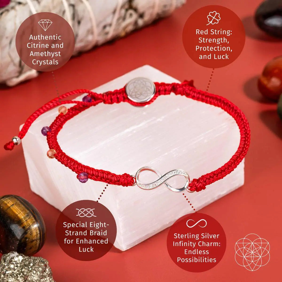 Infinite Prosperity - Eight-Strand Red String Bracelet Conscious Items