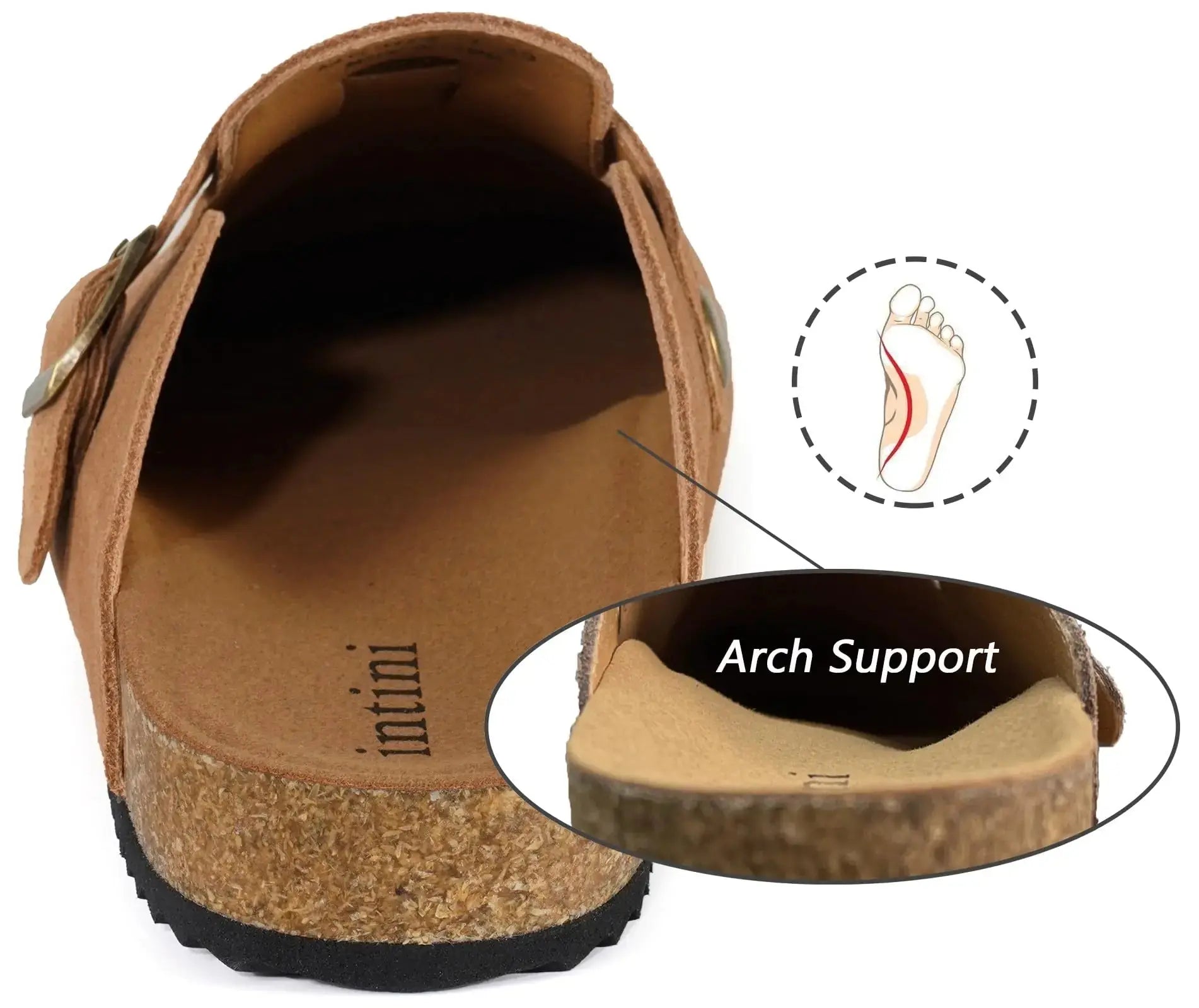 Intini Womens Suede Clogs Mens Leather Mules Cork Footbed Sandals - Vivareflex Online