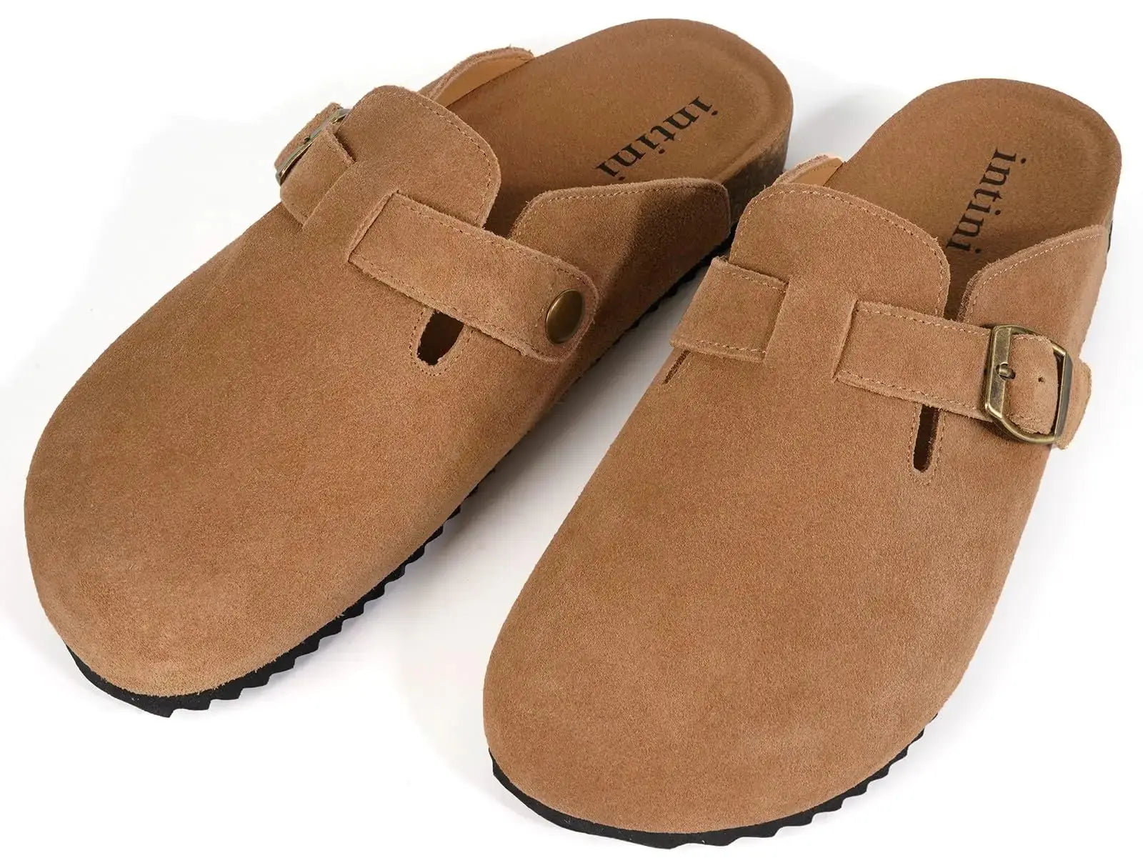 Intini Womens Suede Clogs Mens Leather Mules Cork Footbed Sandals - Vivareflex Online