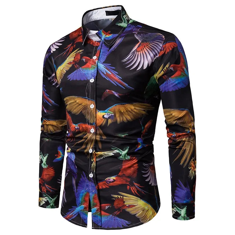 3D Parrot Animal Print Shirt Men Vivareflex Online