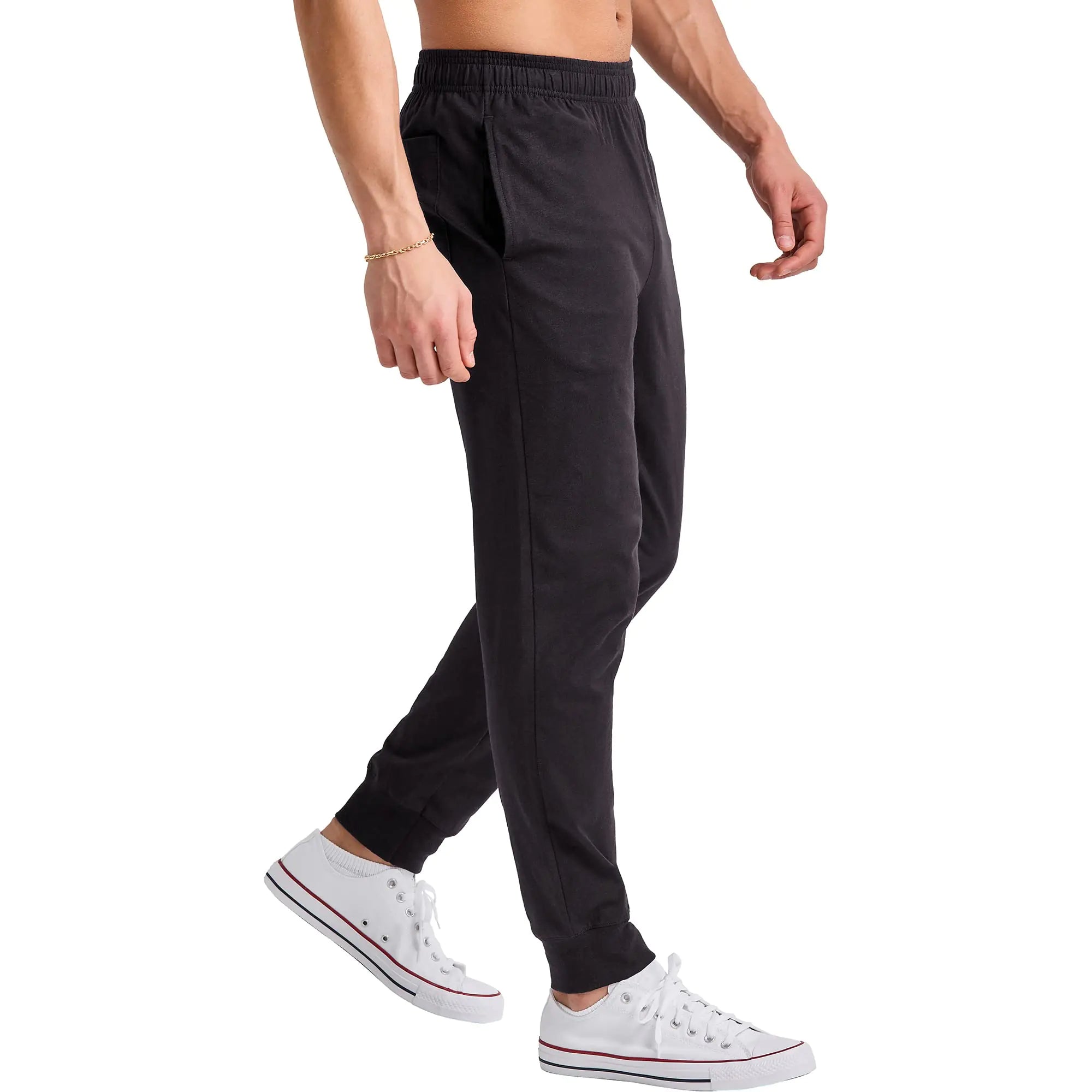 Pantalon de jogging en coton Hanes Originals, pantalon de survêtement en jersey pour homme avec poches, entrejambe de 30 pouces, grand noir