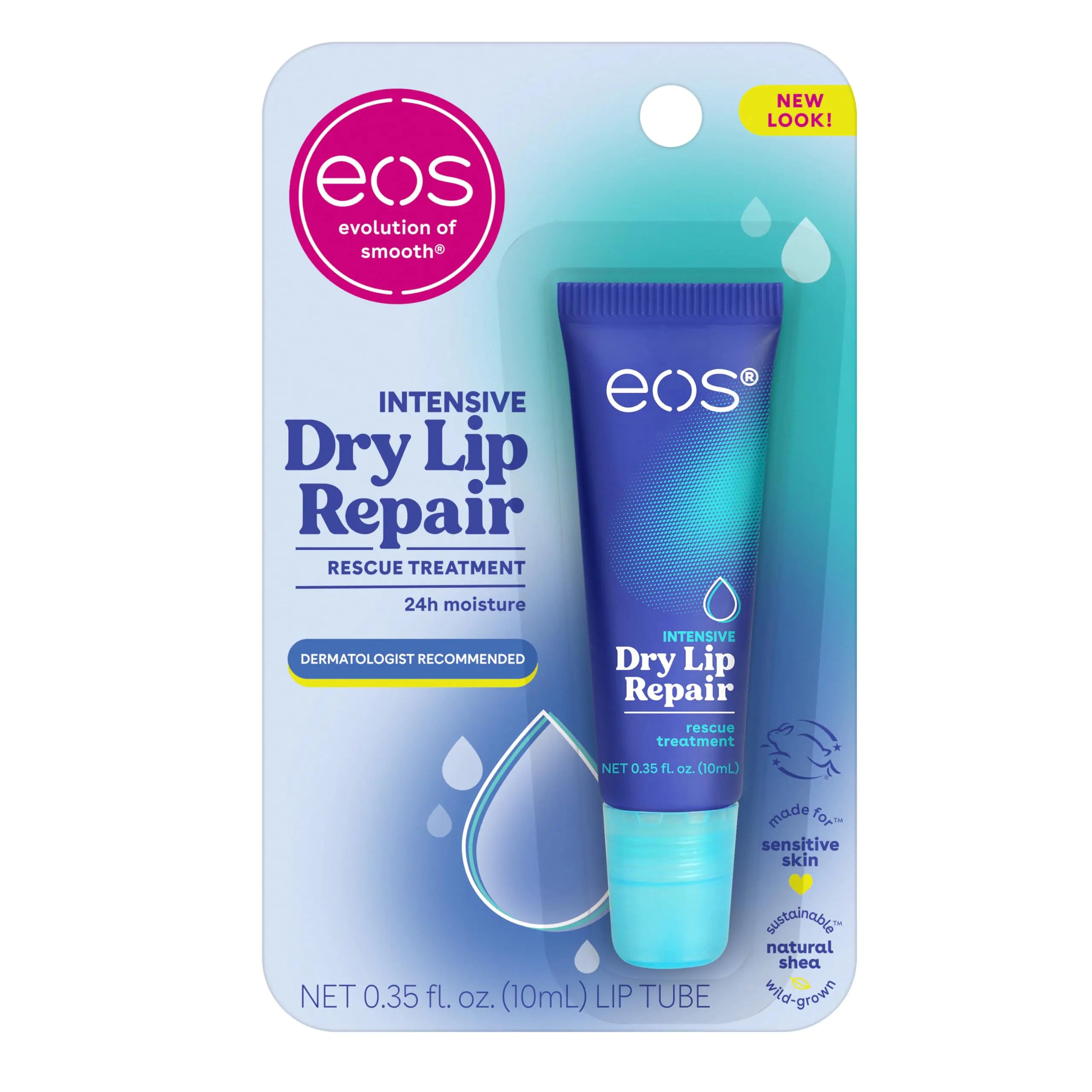 eos The Hero Lip Repair, Soin pour les lèvres extra-sèches, Hydratation 24 heures, Soin de nuit pour les lèvres, Extrait naturel de fraise, 0,35 fl oz