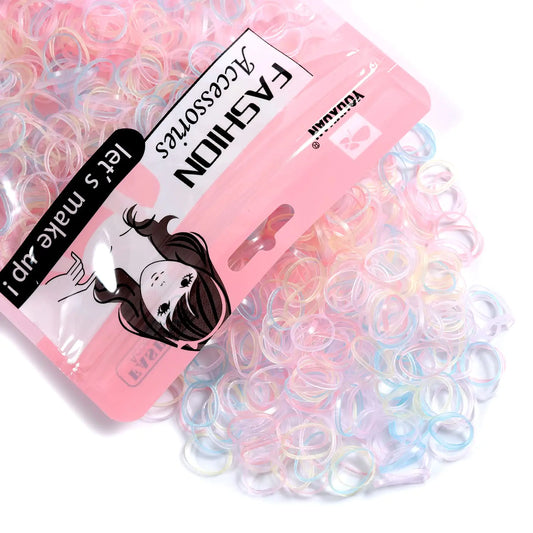 YOUXUAN Mini Hair Elastics for Girls - Multi-Color Transparent Rubber Bands