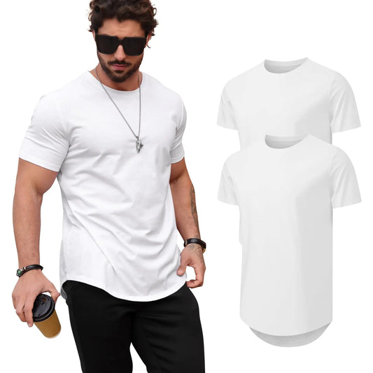 Mancozy Mens T Shirts - Casual Hipster Hip Hop Longline Crewneck Tee