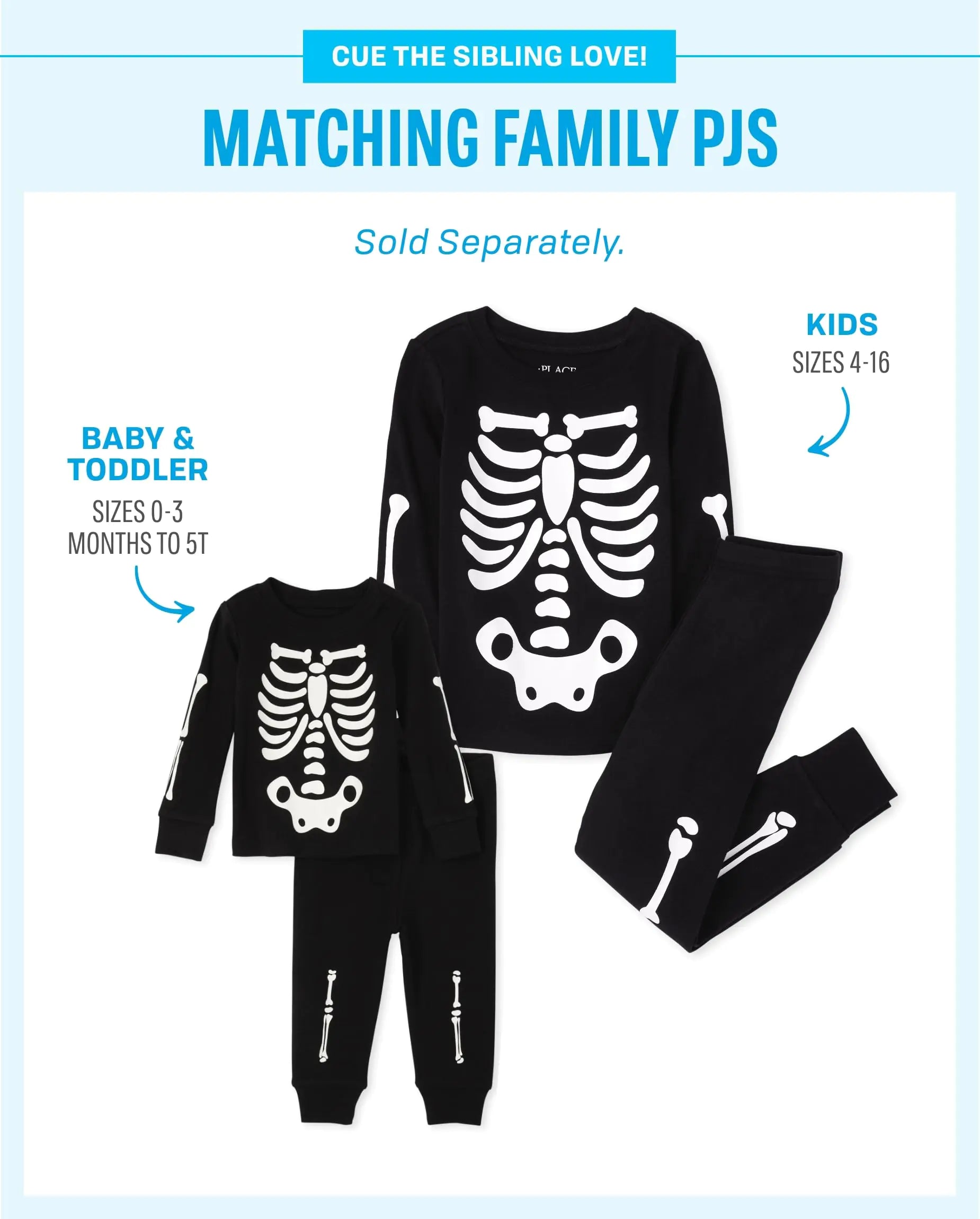 The Children's Place Baby, Toddler and Big Kids' Siblings Matching Halloween Pajama Sets, Cotton Baby/Toddler 2 Piece 0-3 Months Skeleton - Vivareflex Online