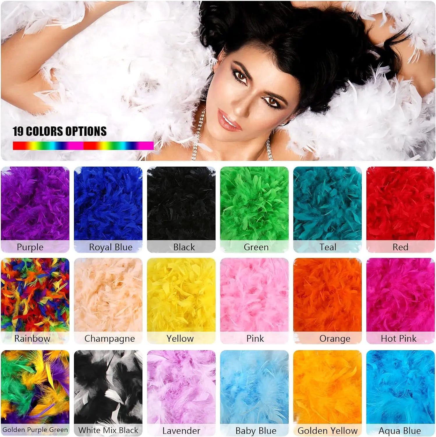 THARAHT 19 Color- 40/60/100g 2Yard Chandelle Feather Boa Dancing Wedding Party Halloween Costume Decoration Feathers boa 40g Hot Pink