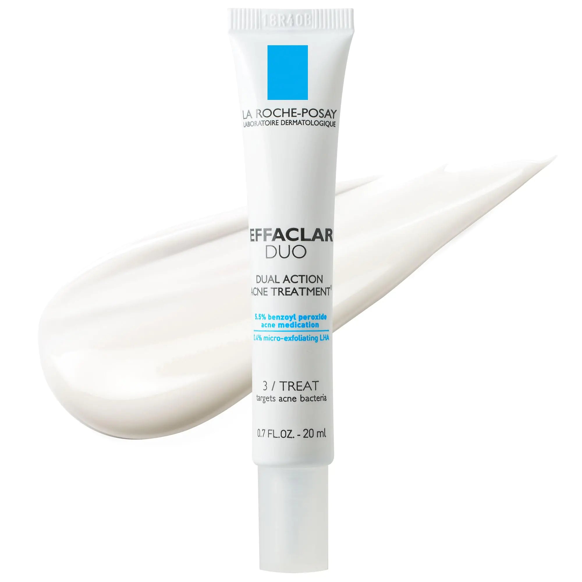 La Roche-Posay Effaclar Duo Crème de traitement localisée à double action contre l'acné avec peroxyde de benzoyle Traitement de l'acné pour l'acné et les points noirs, transparence légère, sans danger pour les peaux sensibles 0,7 fl oz (paquet de 1)