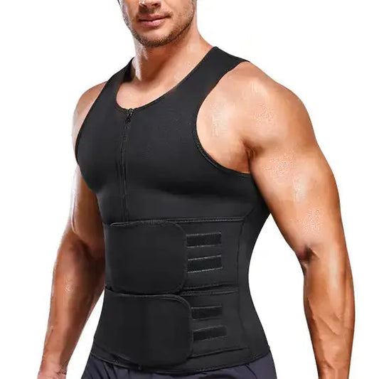 Junlan Men Sauna Zipper Tank Top with Double Belts Vivareflex Online