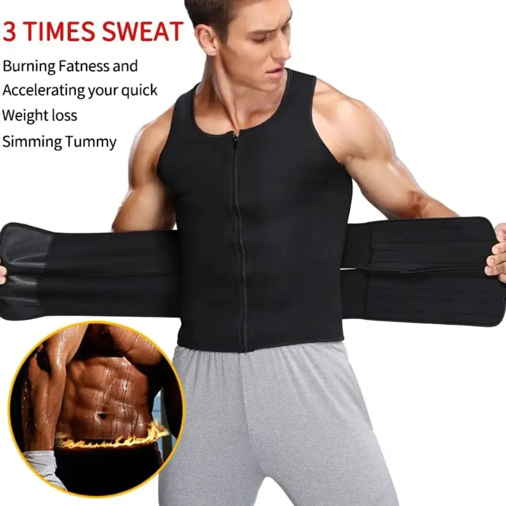 Junlan Men Sauna Zipper Tank Top with Double Belts Vivareflex Online