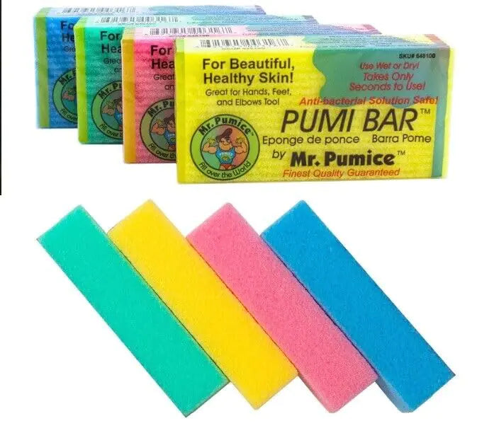 Mr. Pumice Callus Remover PUMI Bar: Pedicure Stone & Foot/Heel Scrubber - Medium Grit (Assorted Colors) 4 Pack - Vivareflex Online