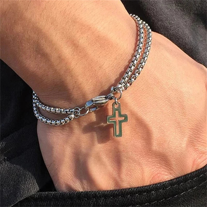 Hollow Double Chain Cross Pendant for Men Vivareflex Online